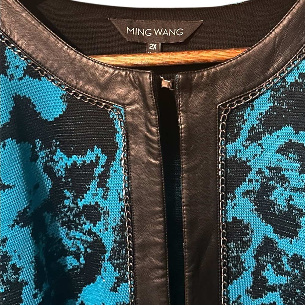Ming Wang Blue and Black Blazer with Abstract Pattern - Picture 2 of 5